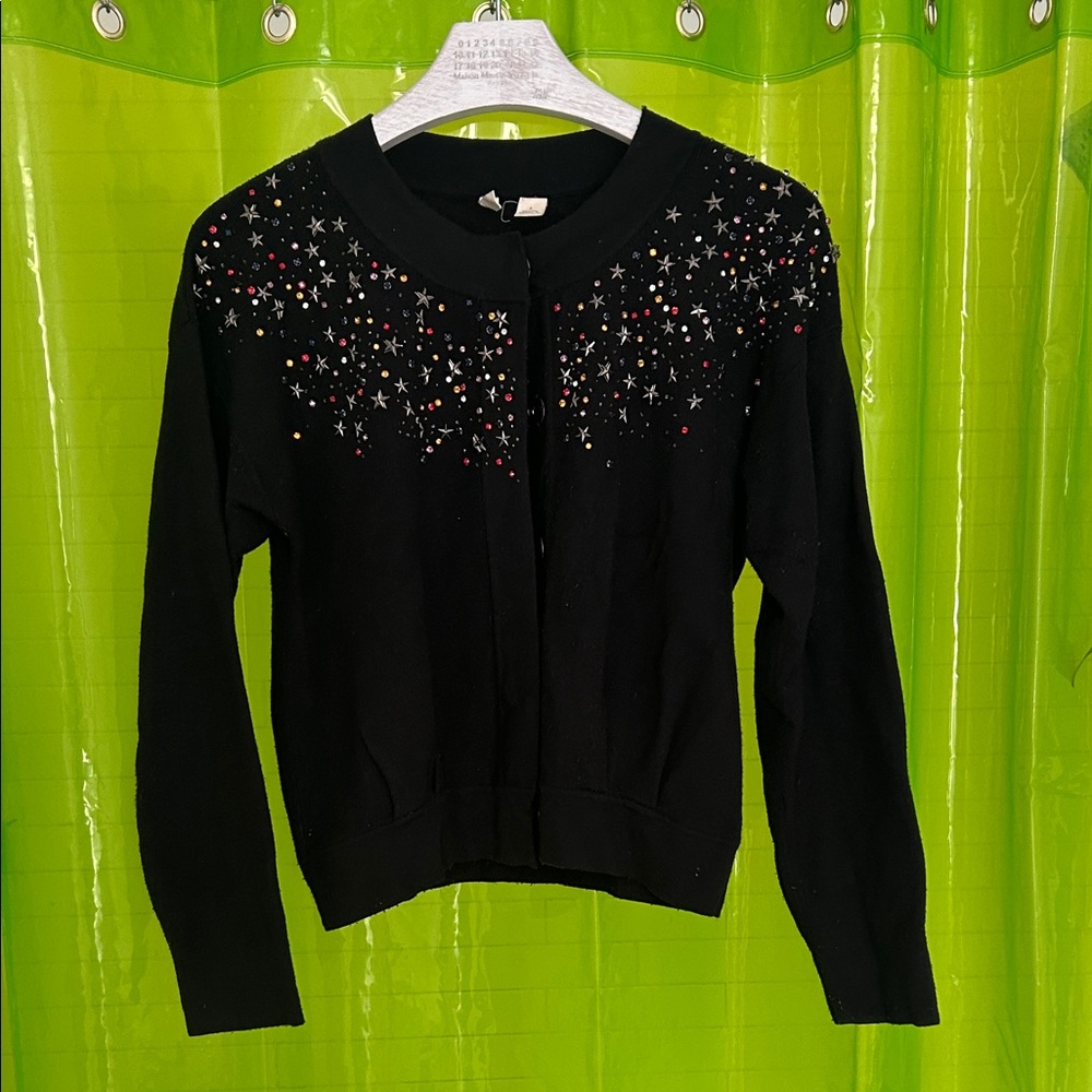 Anthropologie star studded rhinestone cardigan